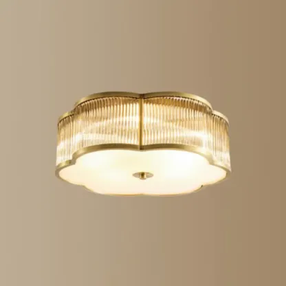 Modern Gold Semi Flush Ceiling Light for Living Room Image - 7