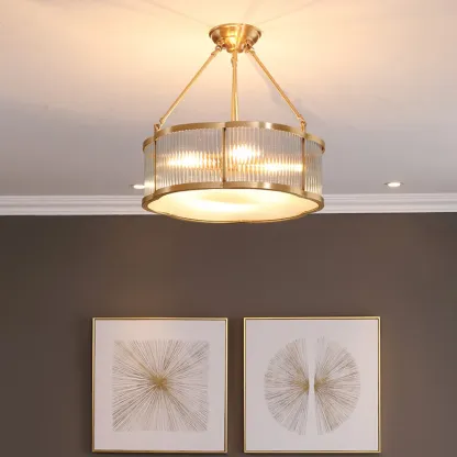 Modern Gold Semi Flush Ceiling Light for Living Room Image - 8