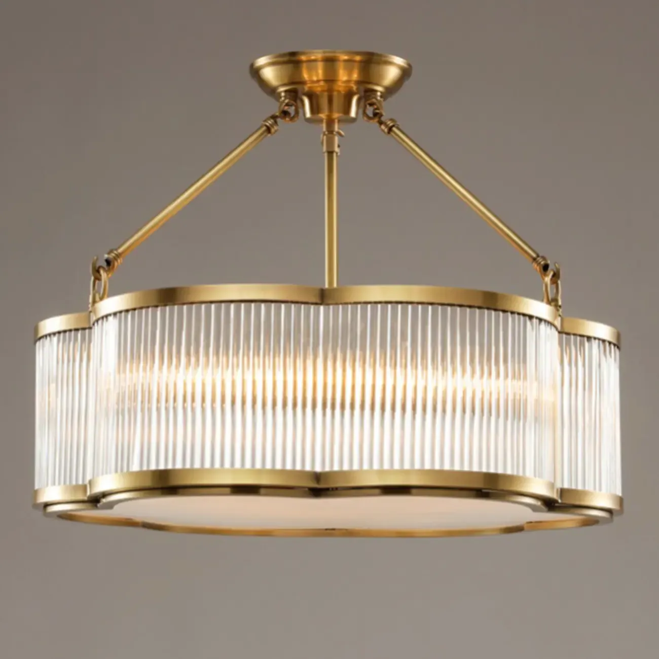 Modern Gold Semi Flush Ceiling Light for Living Room Image - 10