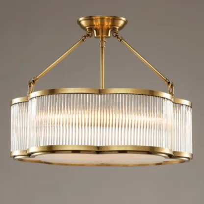 Modern Gold Semi Flush Ceiling Light for Living Room Image - 10