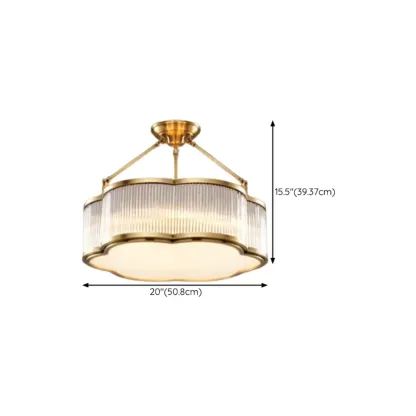 Modern Gold Semi Flush Ceiling Light for Living Room Image - 17