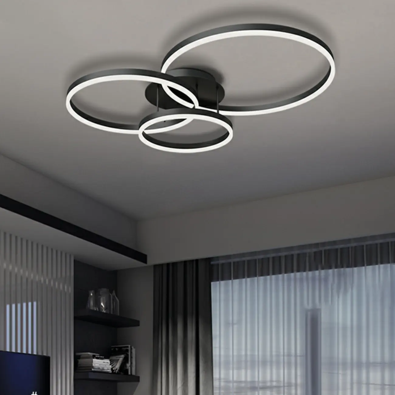 Dimmable Circular LED Semi Flush Ceiling Light for Living Room Image - 1 | homeyfad