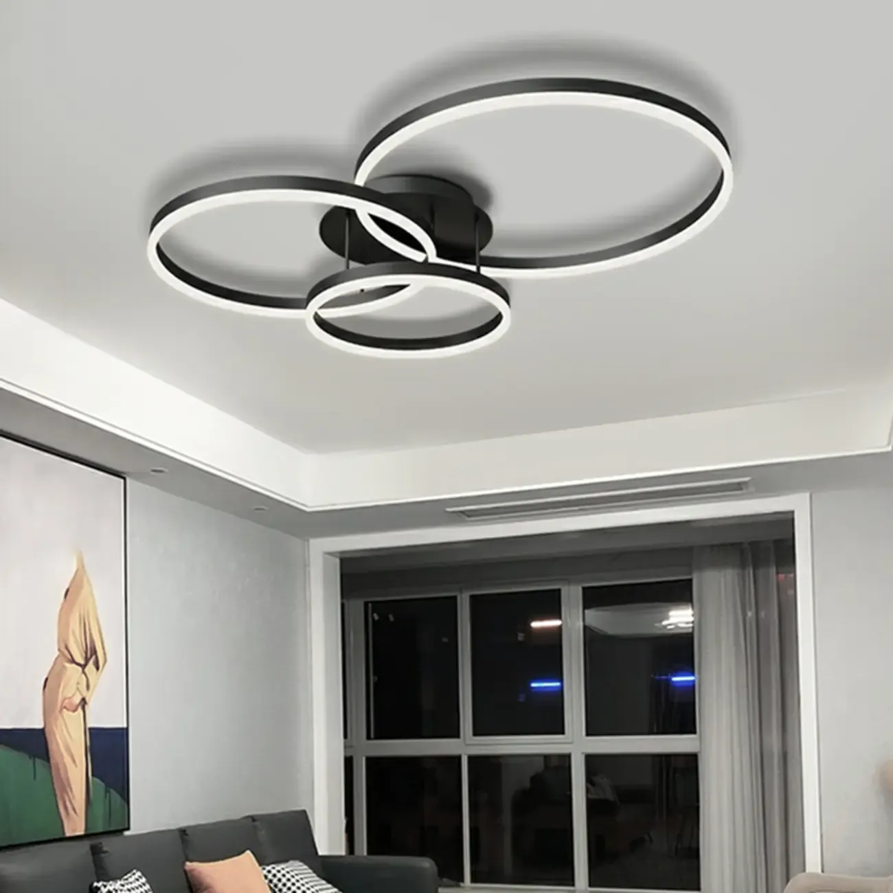 Dimmable Circular LED Semi Flush Ceiling Light for Living Room Image - 4