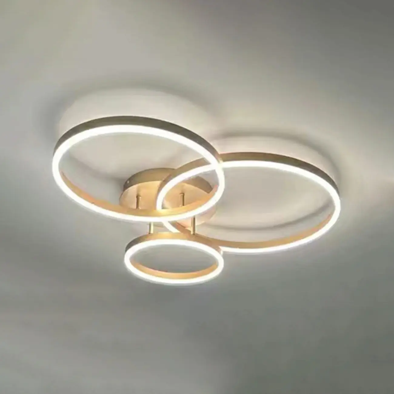 Dimmable Circular LED Semi Flush Ceiling Light for Living Room Image - 29 | homeyfad