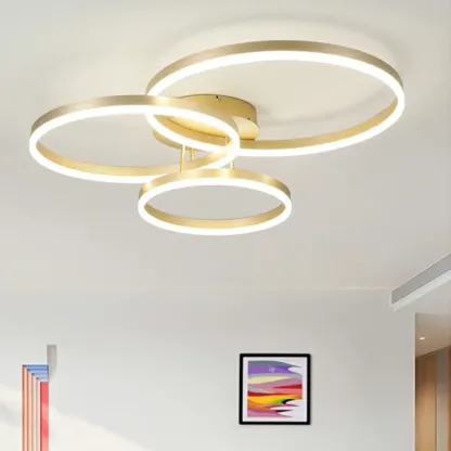 Dimmable Circular LED Semi Flush Ceiling Light for Living Room Image - 30