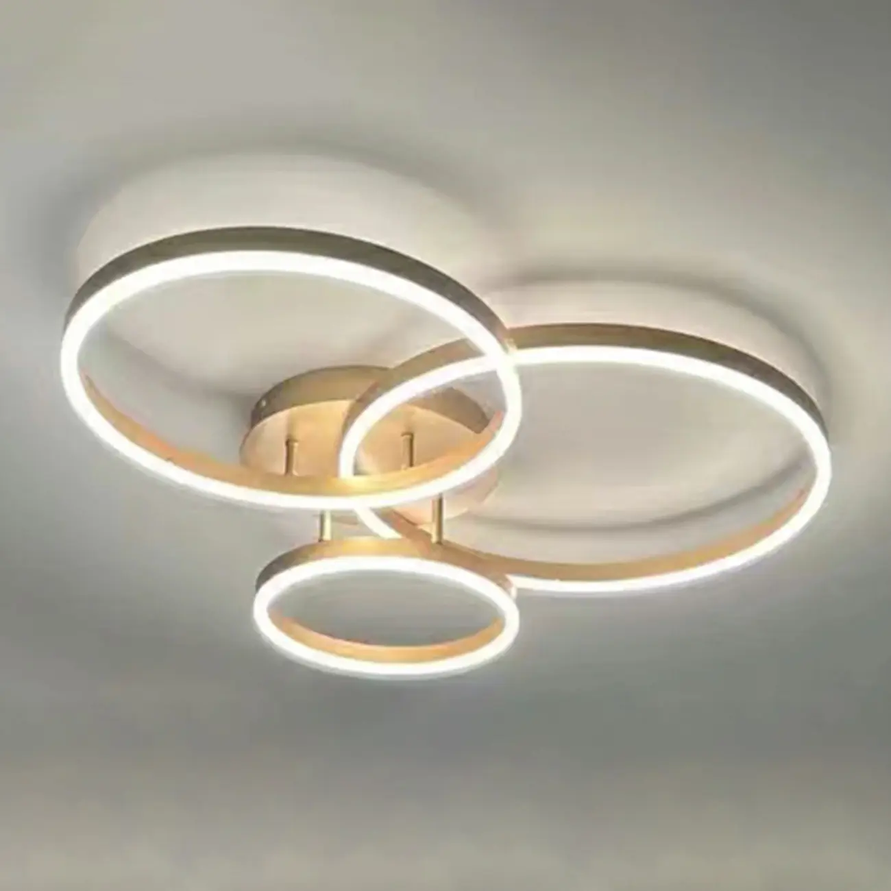 Dimmable Circular LED Semi Flush Ceiling Light for Living Room Image - 34 | homeyfad
