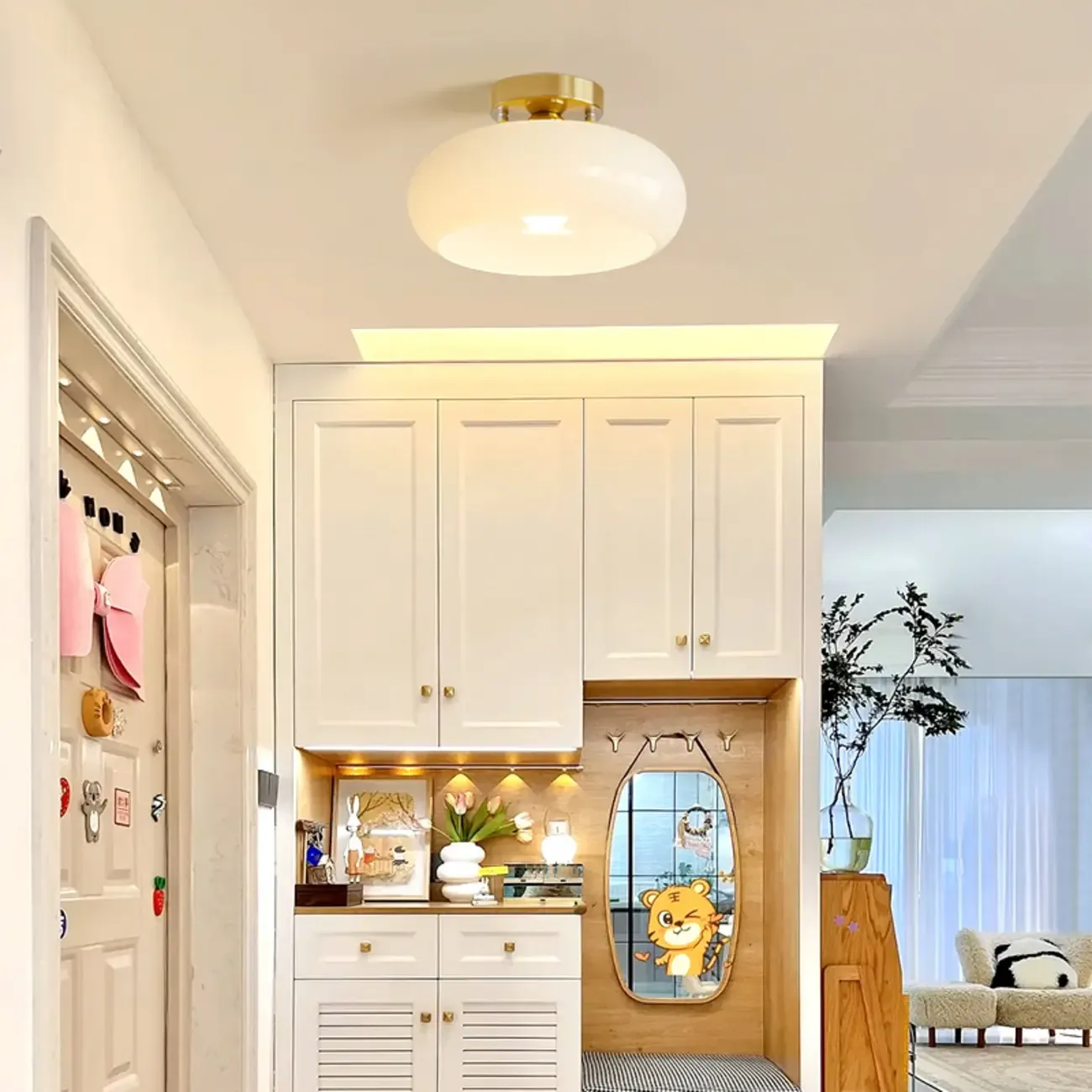 Modern Round Glass Semi Flush Ceiling Light for Indoor Use Image - 1