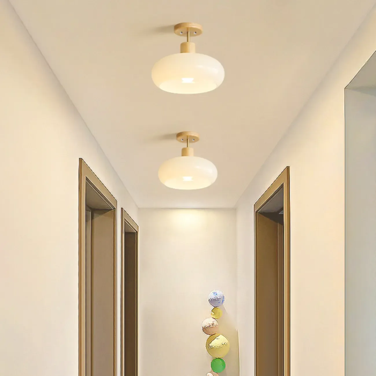 Modern Round Glass Semi Flush Ceiling Light for Indoor Use Image - 3