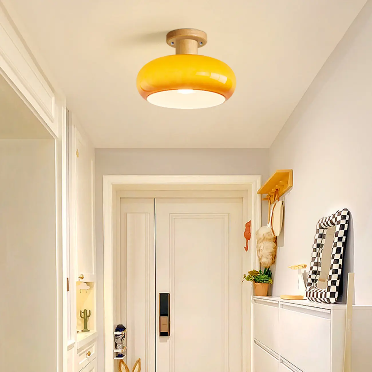 Modern Round Glass Semi Flush Ceiling Light for Indoor Use Image - 7 | homeyfad