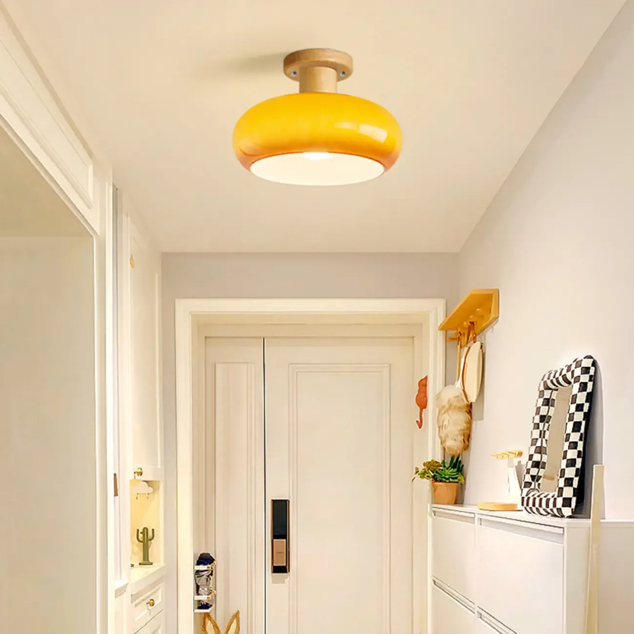 Modern Round Glass Semi Flush Ceiling Light for Indoor Use Image - 7