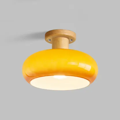 Modern Round Glass Semi Flush Ceiling Light for Indoor Use Image - 8