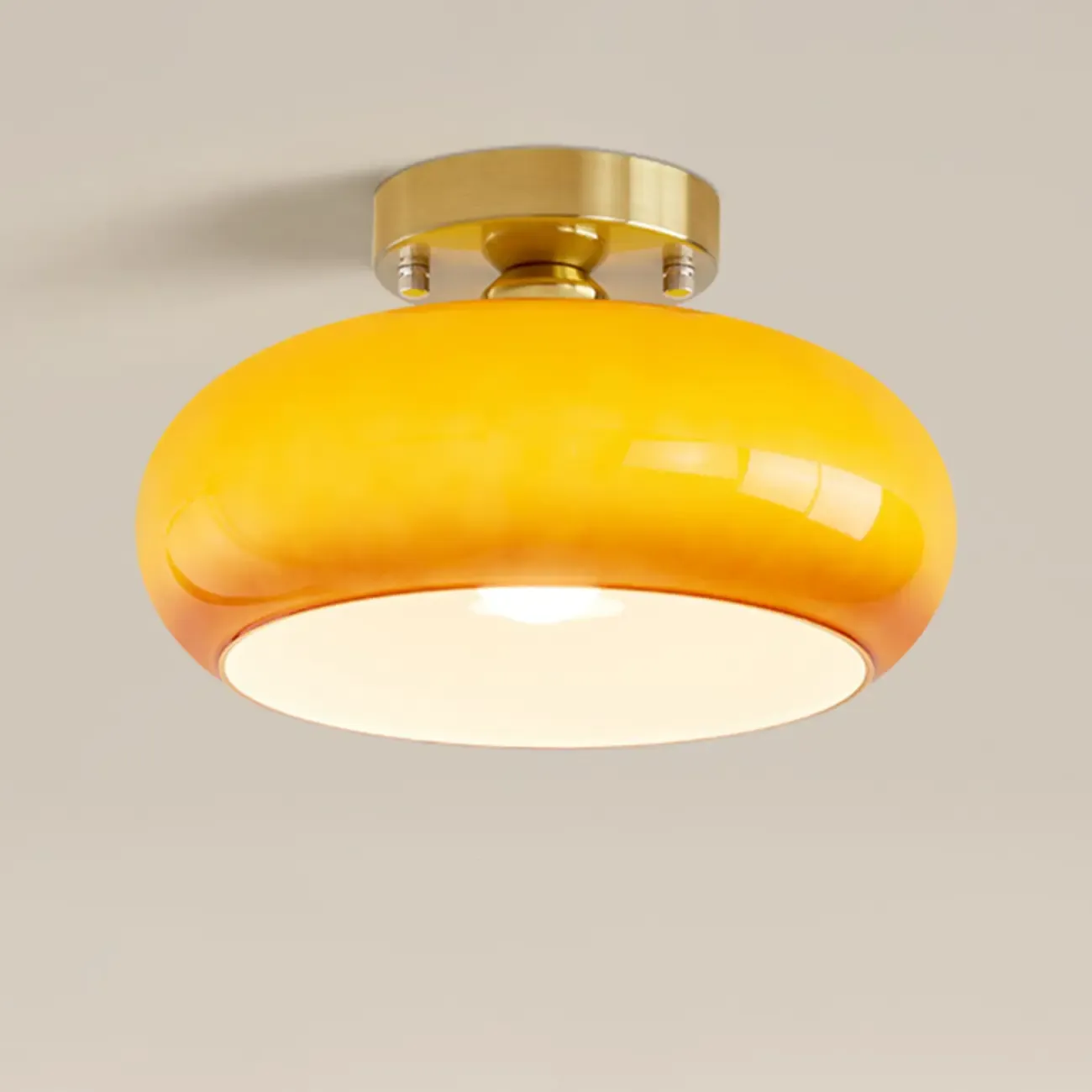 Modern Round Glass Semi Flush Ceiling Light for Indoor Use Image - 12