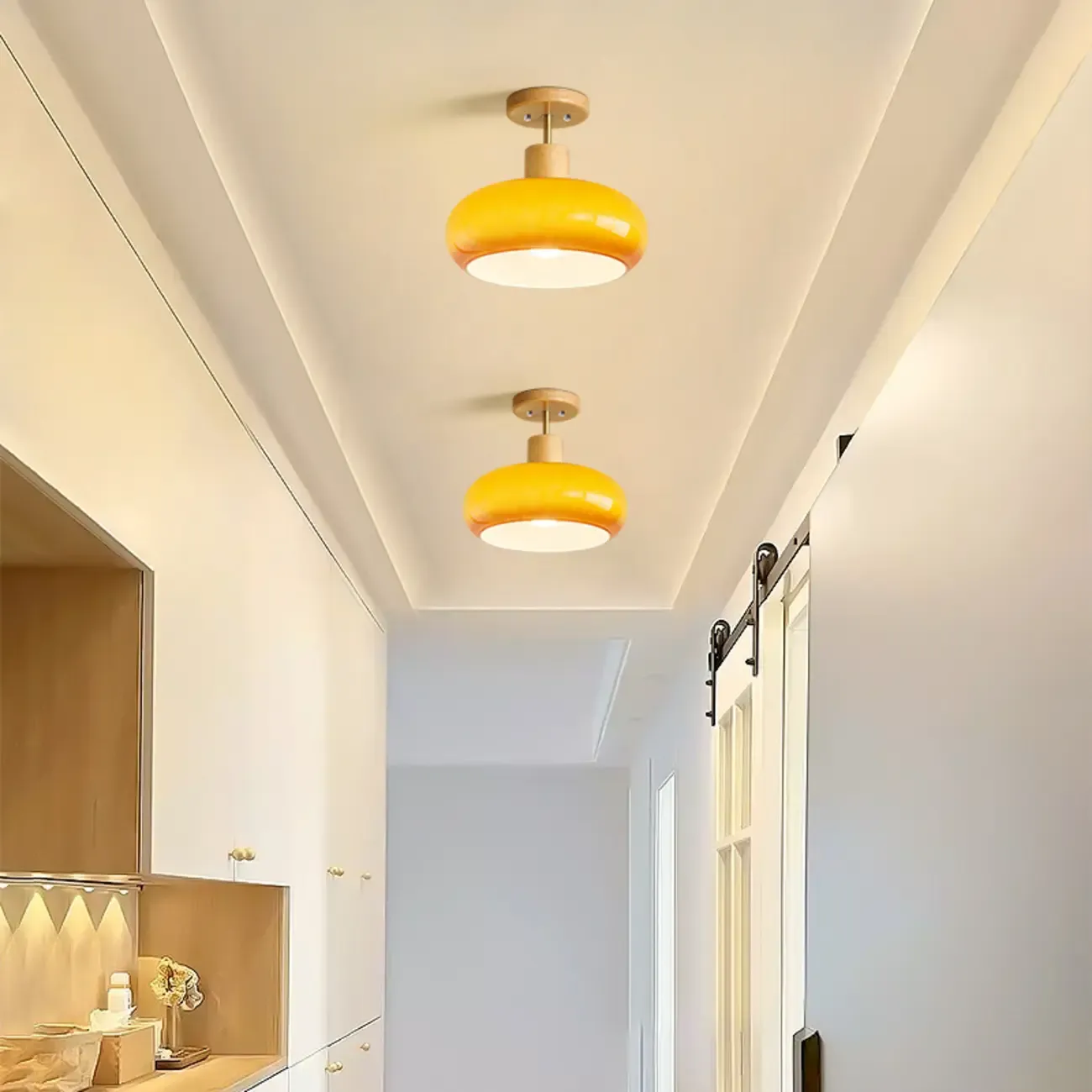 Modern Round Glass Semi Flush Ceiling Light for Indoor Use Image - 18