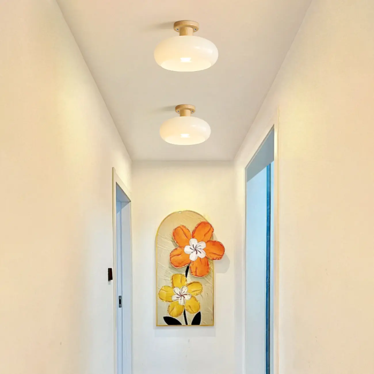 Modern Round Glass Semi Flush Ceiling Light for Indoor Use Image - 19 | homeyfad