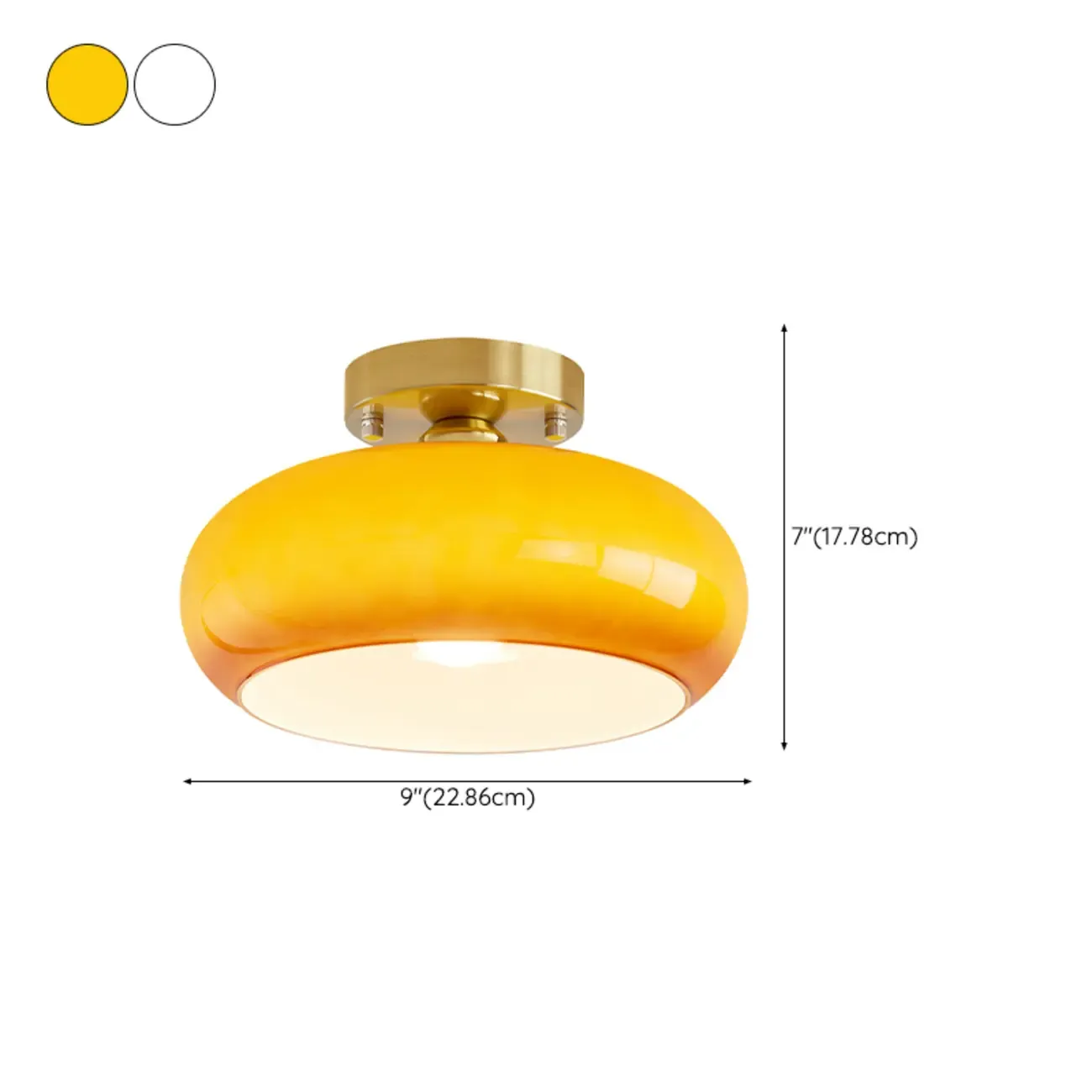 Modern Round Glass Semi Flush Ceiling Light for Indoor Use #size
