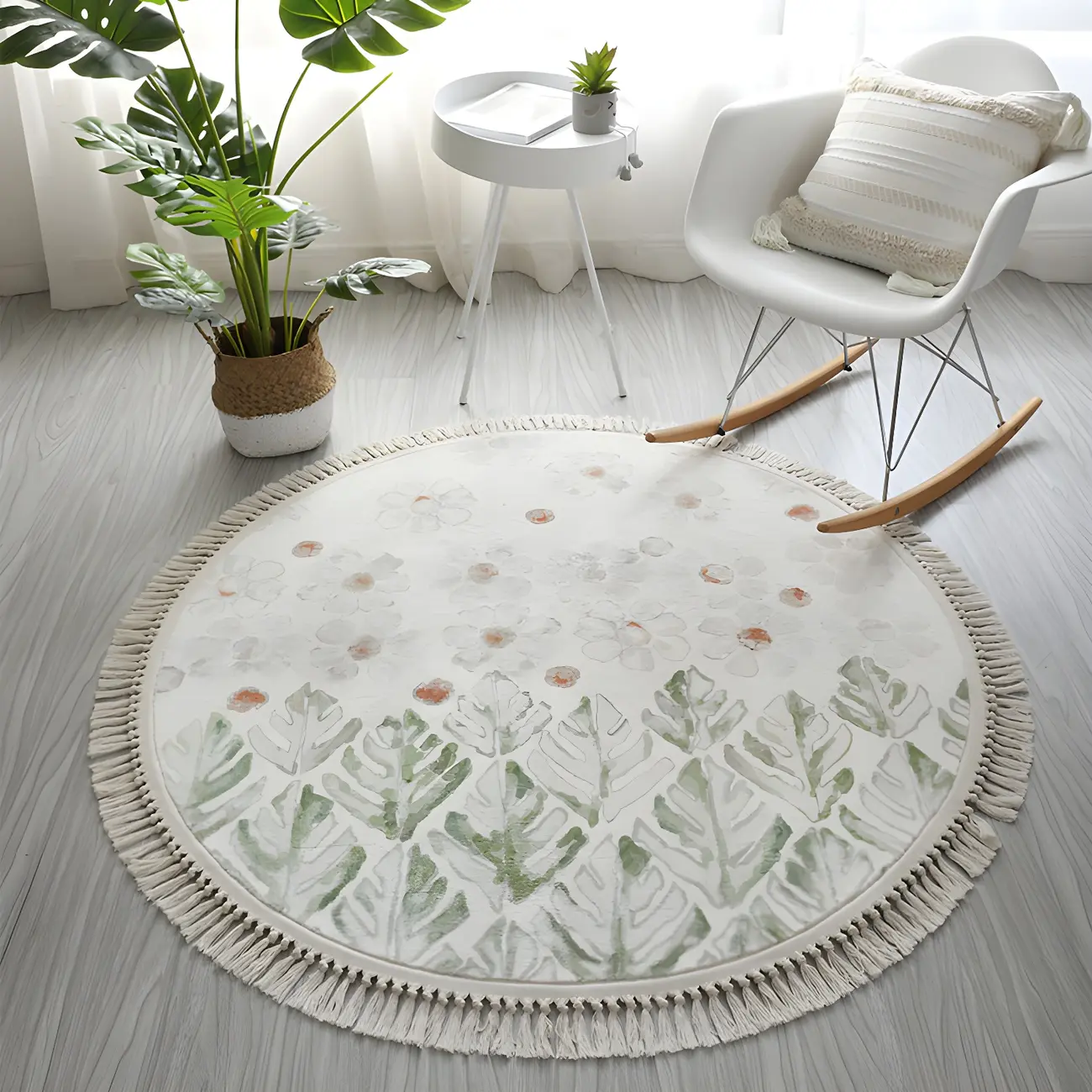 Modern Polyester Floral Area Rug for Adults' Room Image - 1 | homeyfad