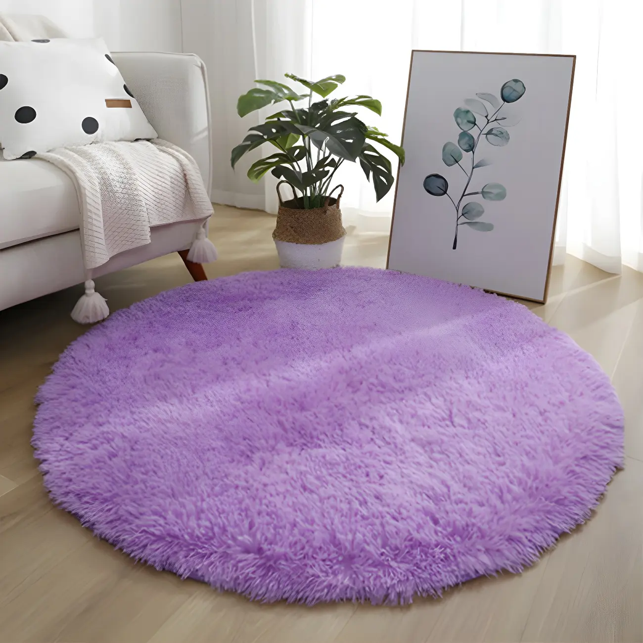 Casual Polyester Round Area Rug for Indoor Use Image - 1 | homeyfad