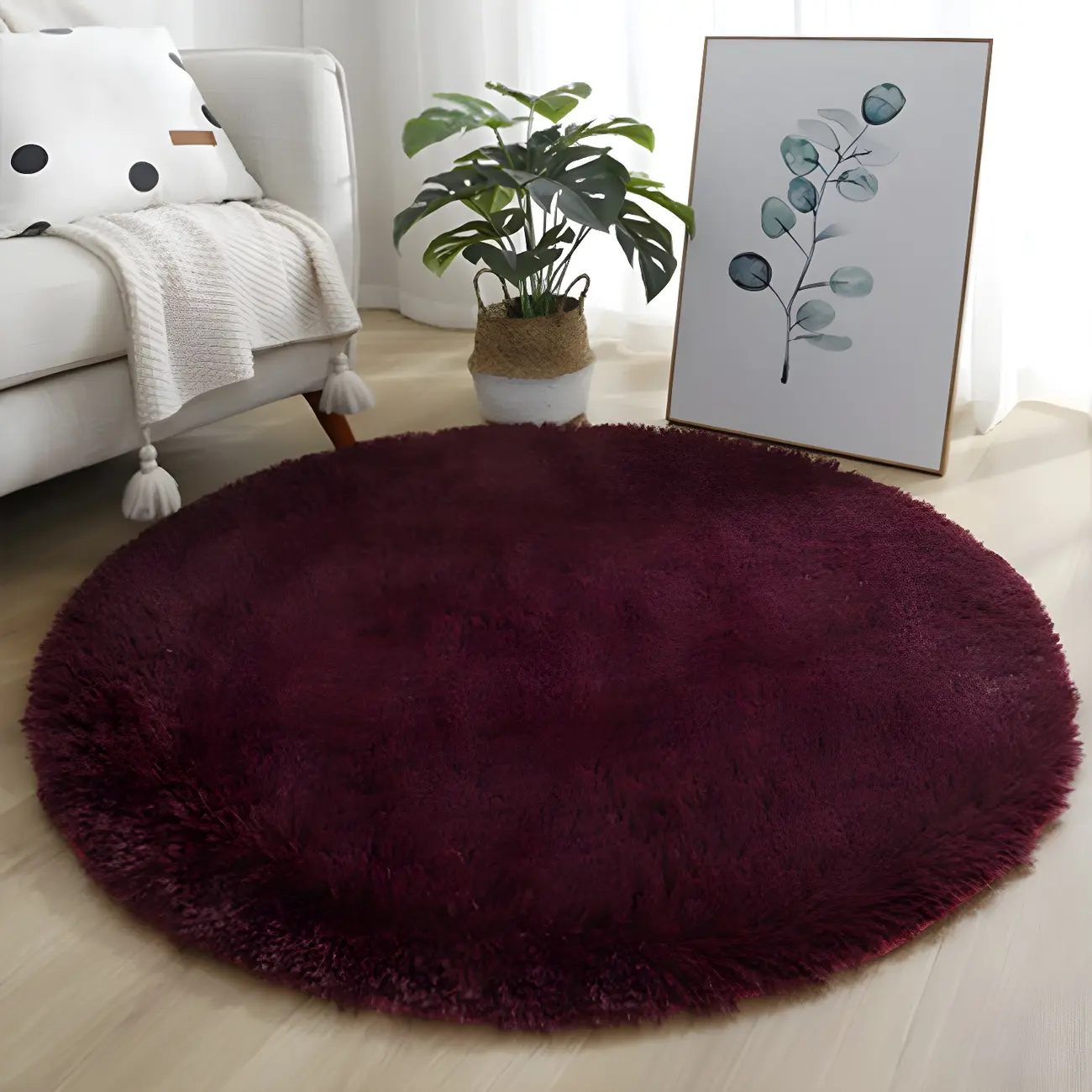 Casual Polyester Round Area Rug for Indoor Use Image - 2 | homeyfad