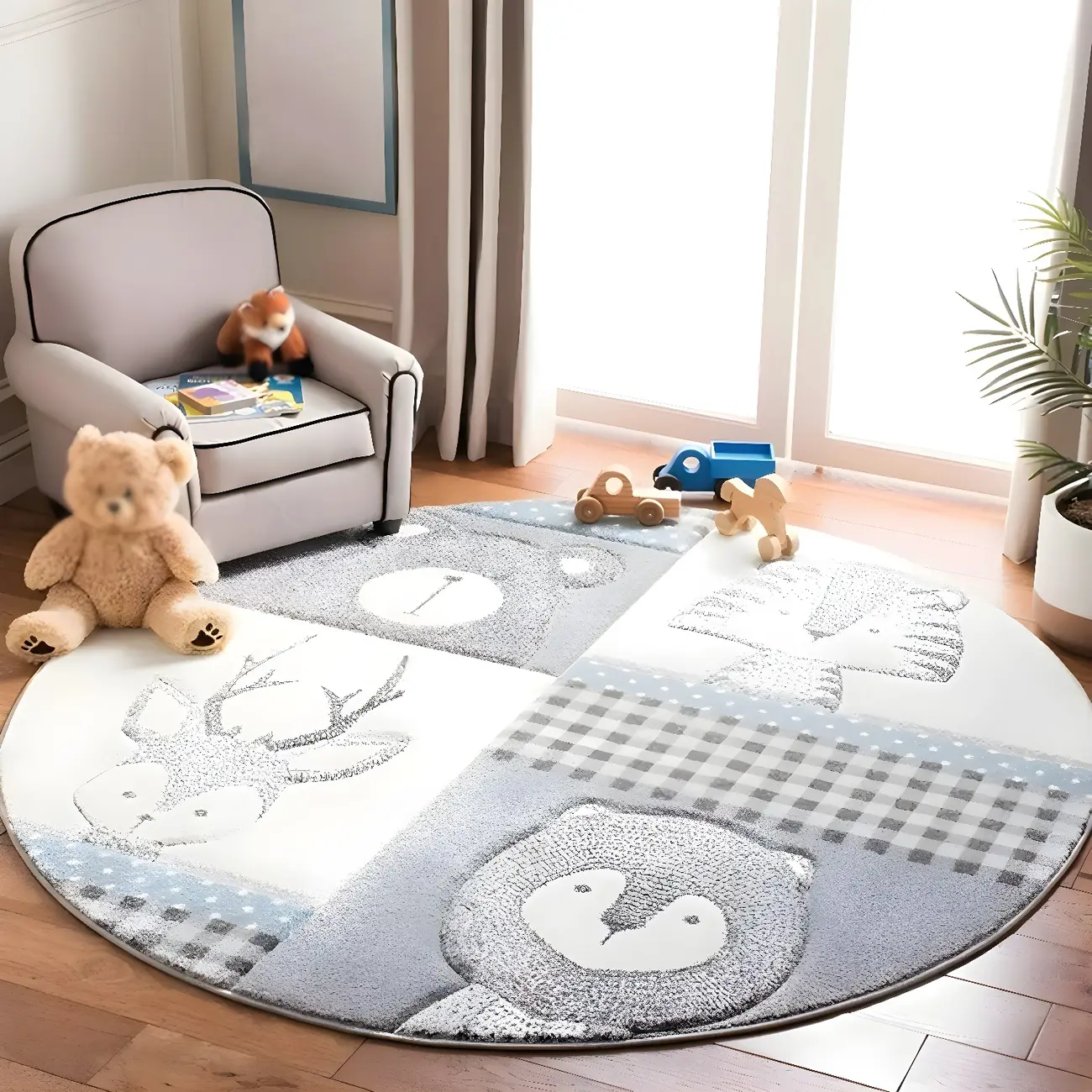 Trendy Polyester Animal Print Area Rug for Kids Image - 1 | homeyfad