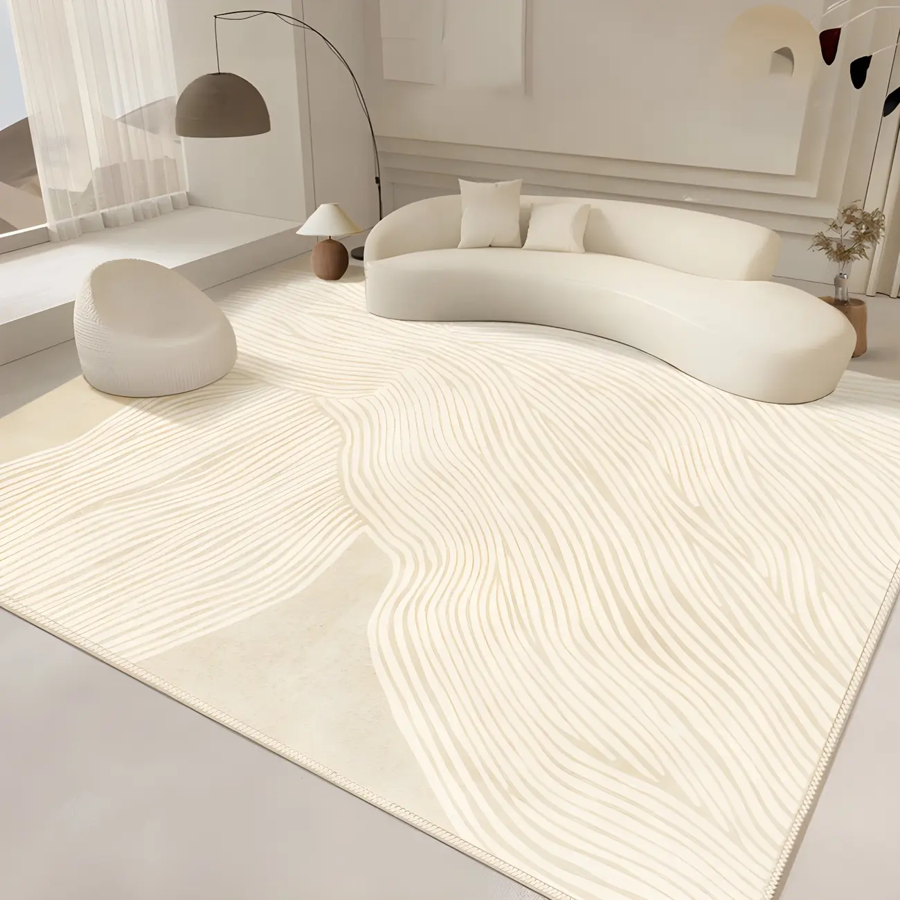 Modern Polyester Striped Anti-Slip Rectangle Indoor Use Area Rug Image - 1 | homeyfad