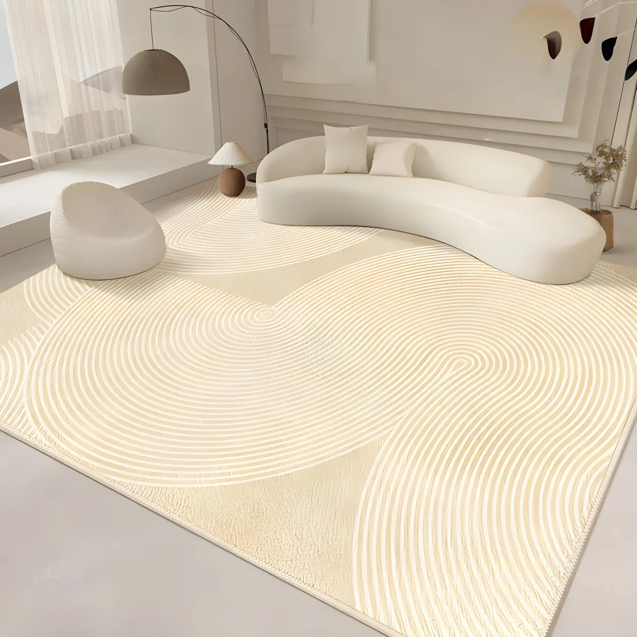 Modern Polyester Striped Anti-Slip Rectangle Indoor Use Area Rug Image - 2 | homeyfad