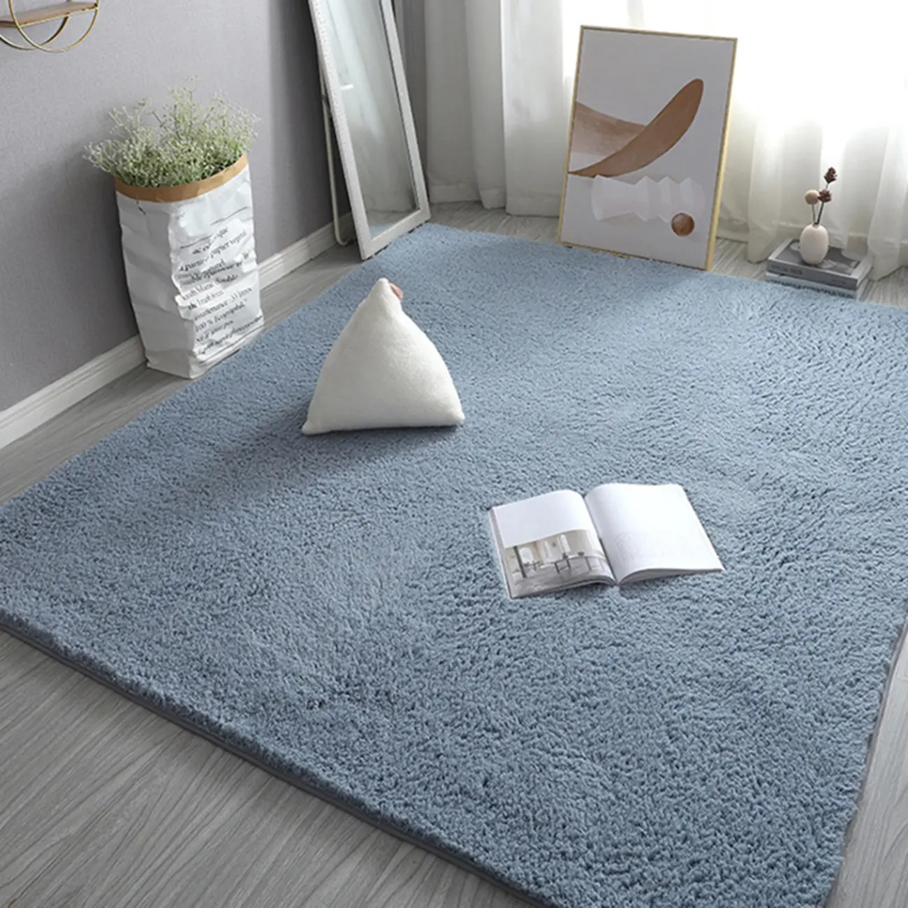 Modern Polyester Solid Color Rectangle Anti-Slip Area Rug Image - 1 | homeyfad