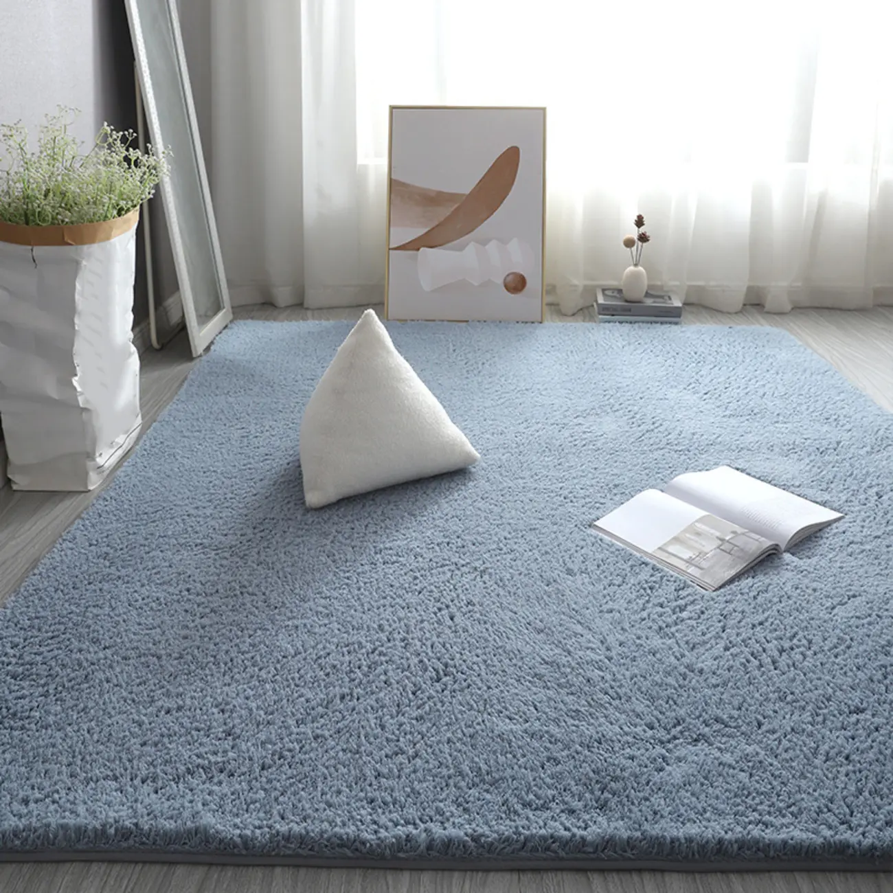 Modern Polyester Solid Color Rectangle Anti-Slip Area Rug Image - 2 | homeyfad