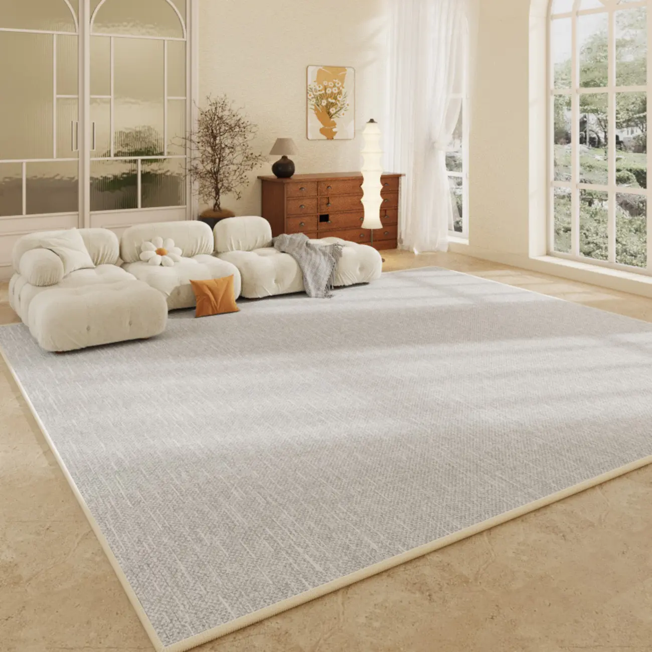 Modern Loop Velvet Solid Color Rectangle Area Rug Image - 1 | homeyfad