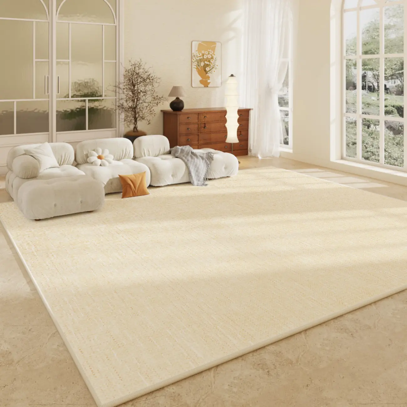 Modern Loop Velvet Solid Color Rectangle Area Rug Image - 2 | homeyfad