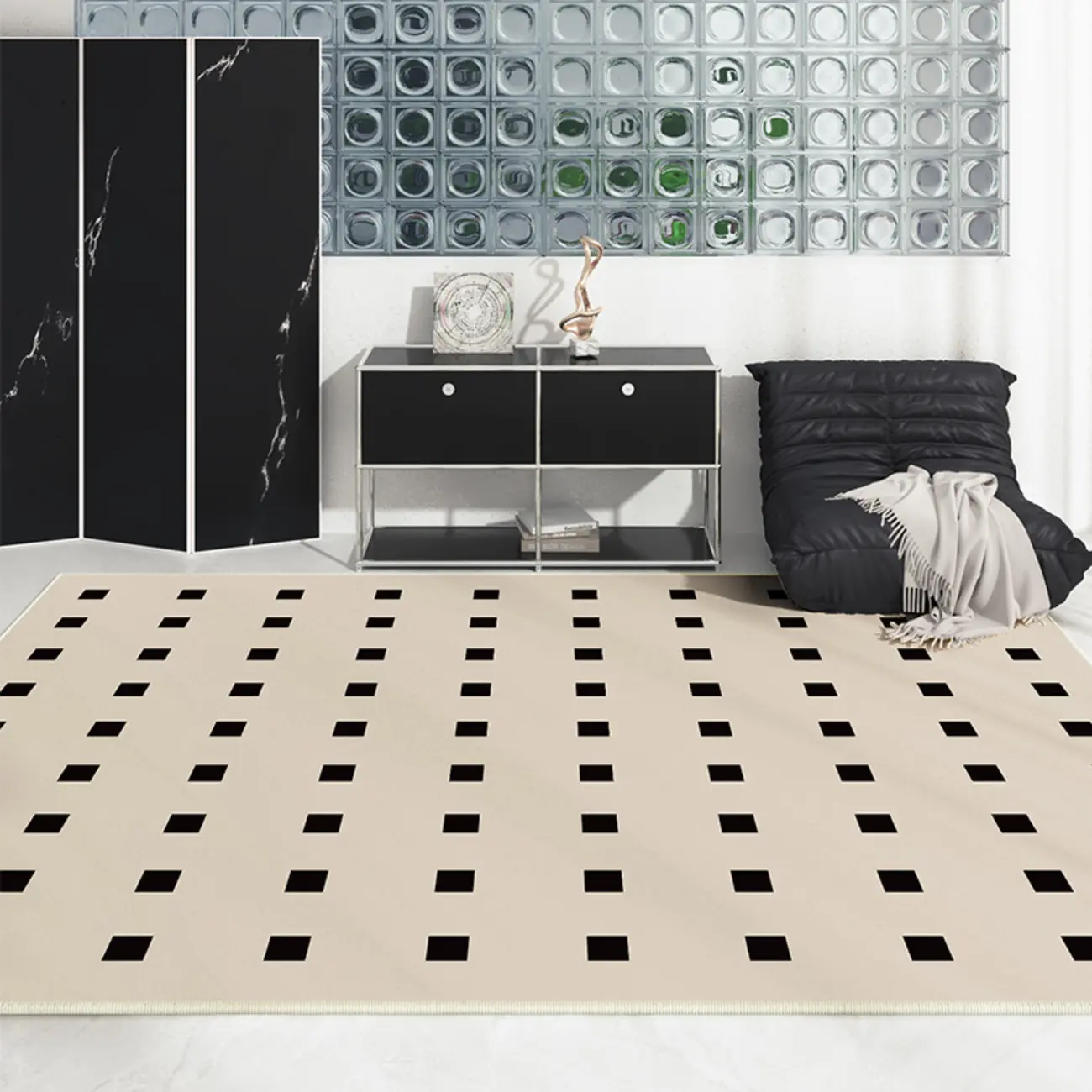 Modern Polyester Geometric Rectangle Area Rug for Indoor Use Image - 1 | homeyfad