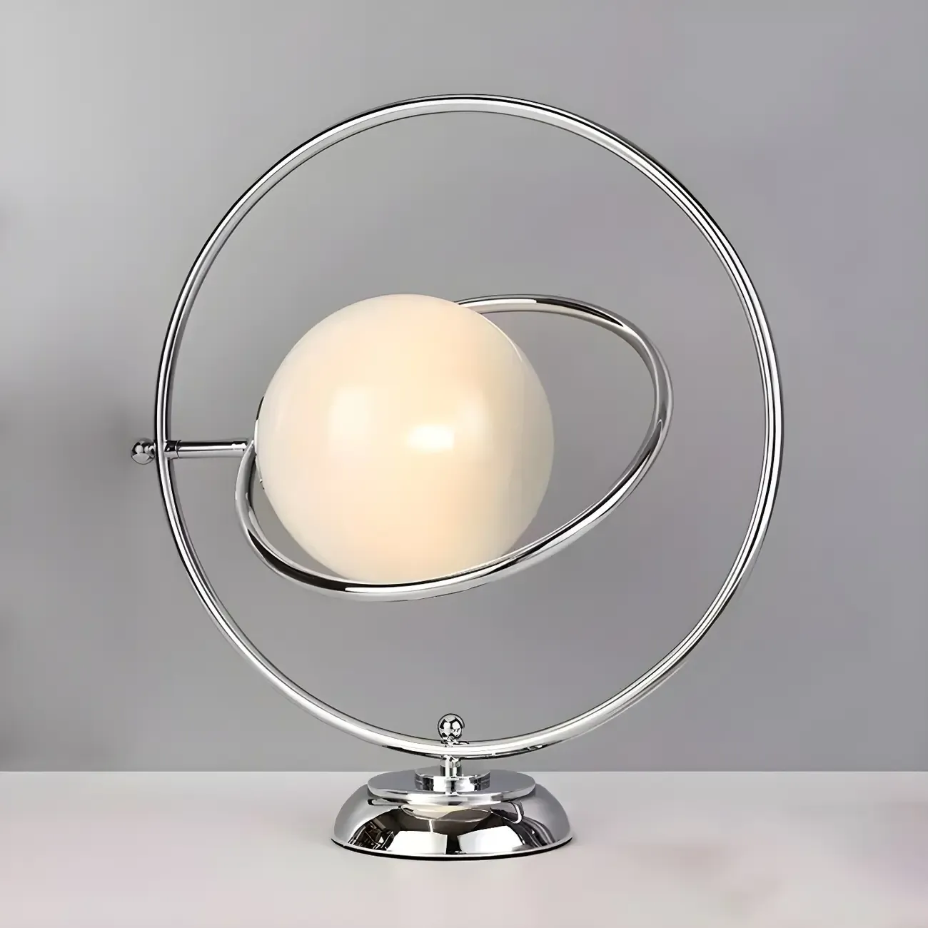Art Deco Glass Globe Silver Table Lamp for Living Room Image - 2