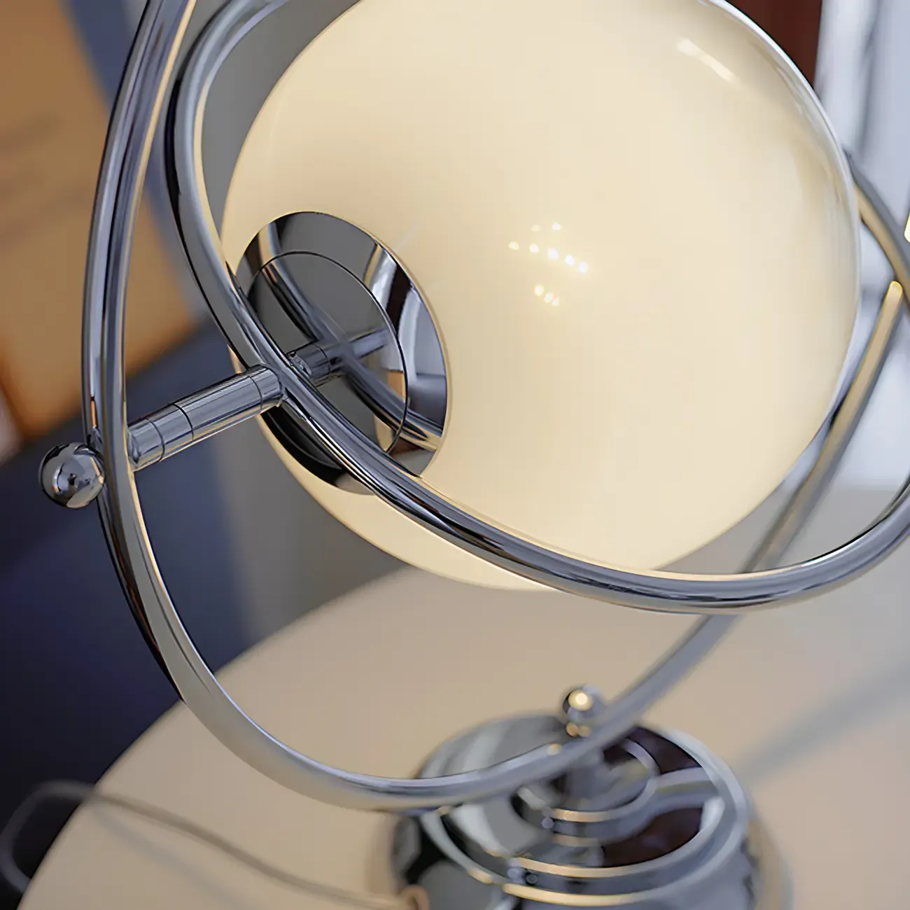 Art Deco Glass Globe Silver Table Lamp for Living Room Image - 5