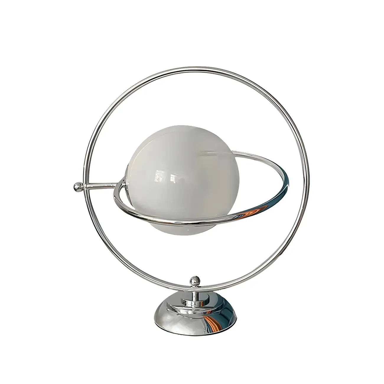 Art Deco Glass Globe Silver Table Lamp for Living Room Image - 6