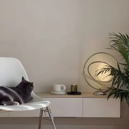 Art Deco Glass Globe Silver Table Lamp for Living Room Image - 11