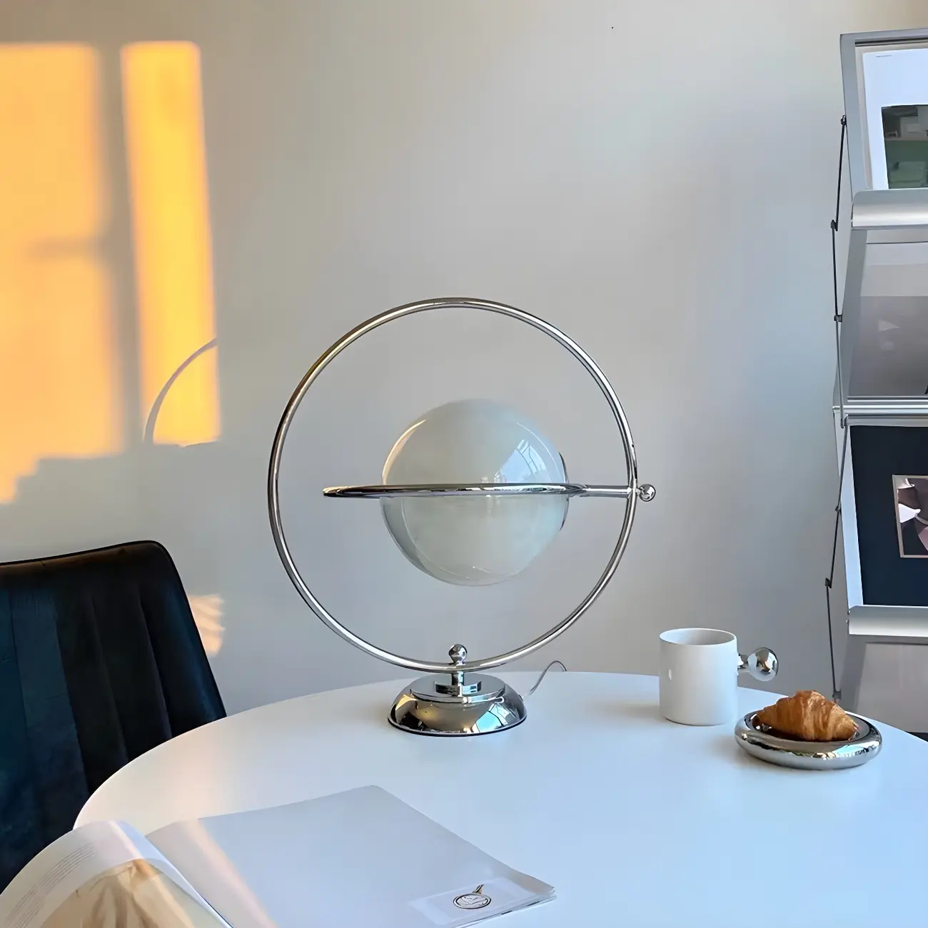 Art Deco Glass Globe Silver Table Lamp for Living Room Image - 12 | homeyfad