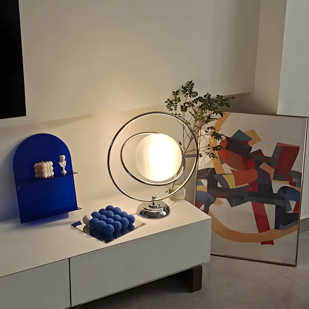 Art Deco Glass Globe Silver Table Lamp for Living Room Image - 14