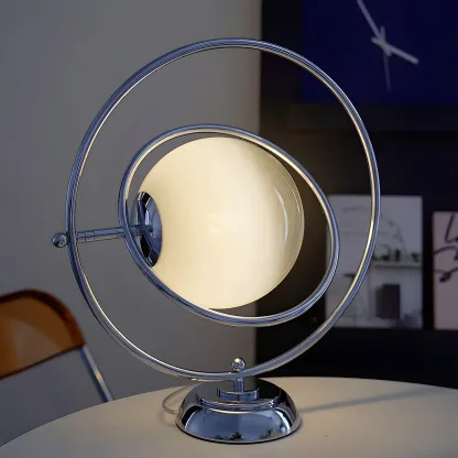 Art Deco Glass Globe Silver Table Lamp for Living Room Image - 15