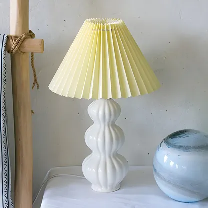 Nordic Pleated Shade Ceramic Table Lamp for Living Room Image - 8