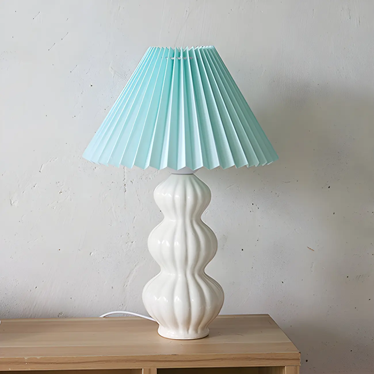 Nordic Pleated Shade Ceramic Table Lamp for Living Room Image - 11 | homeyfad