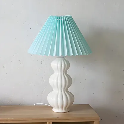 Nordic Pleated Shade Ceramic Table Lamp for Living Room Image - 11