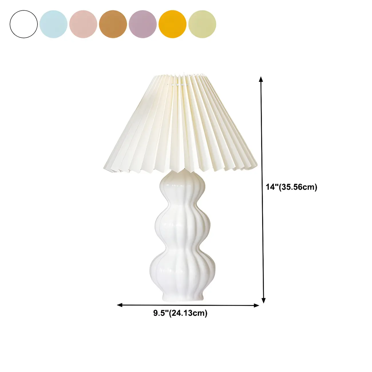 Nordic Pleated Shade Ceramic Table Lamp for Living Room #size | homeyfad