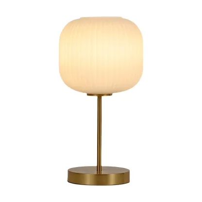 Modern White Glass Shade Goleden Table Lamp for Bedroom Image - 5
