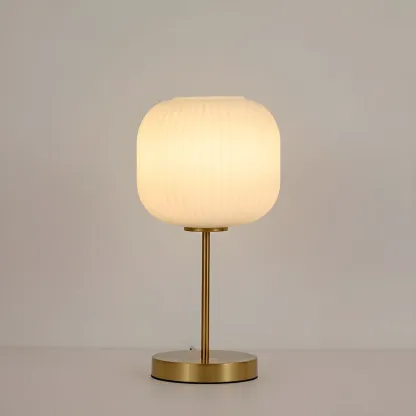 Modern White Glass Shade Goleden Table Lamp for Bedroom Image - 6