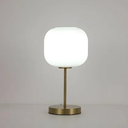 Modern White Glass Shade Goleden Table Lamp for Bedroom Image - 7