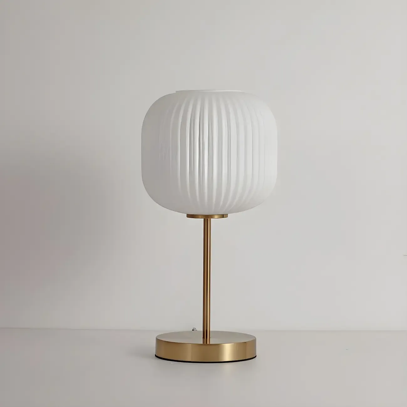 Modern White Glass Shade Goleden Table Lamp for Bedroom Image - 8