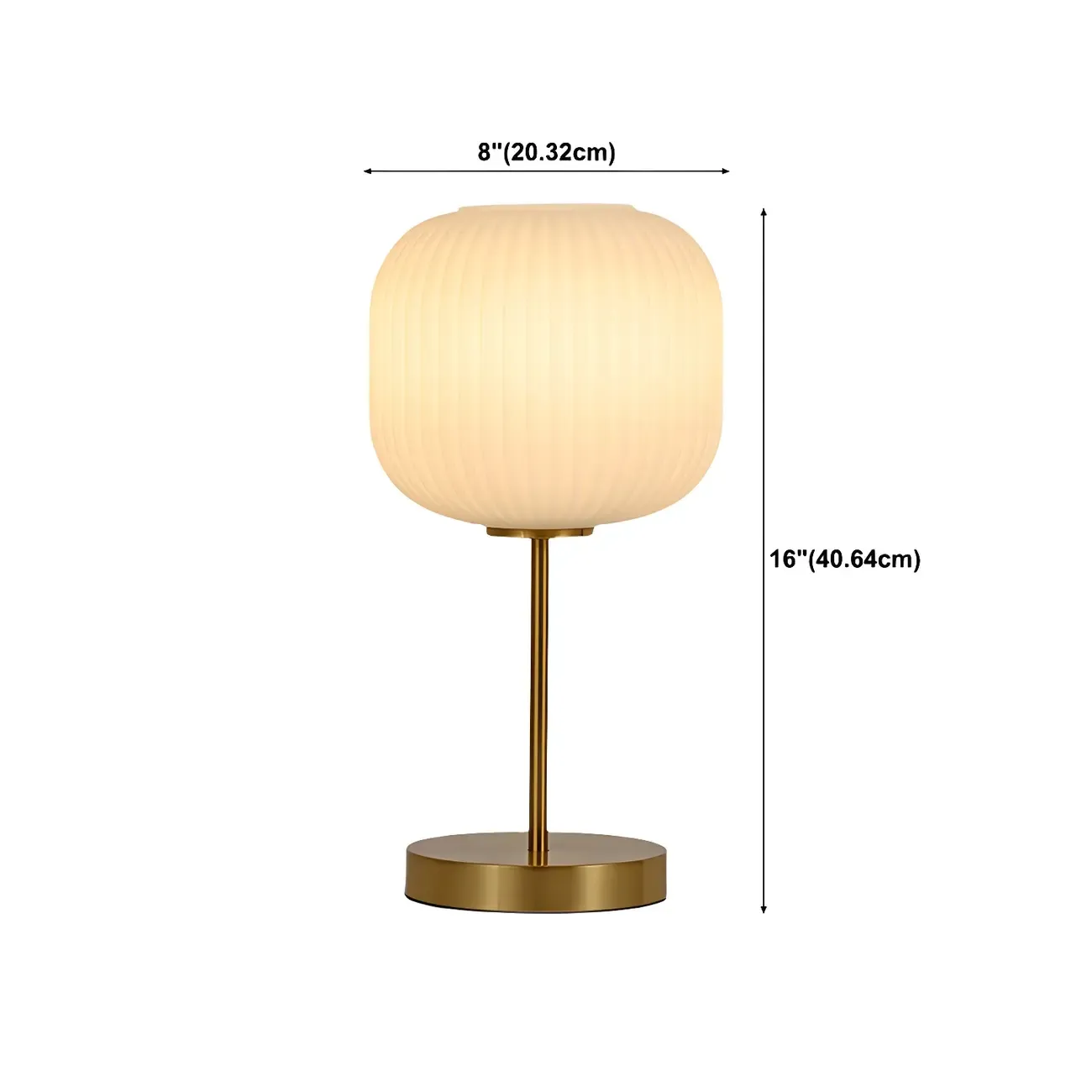Modern White Glass Shade Goleden Table Lamp for Bedroom #size