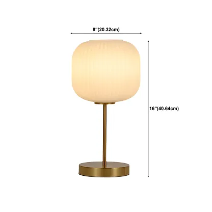 Modern White Glass Shade Goleden Table Lamp for Bedroom #size