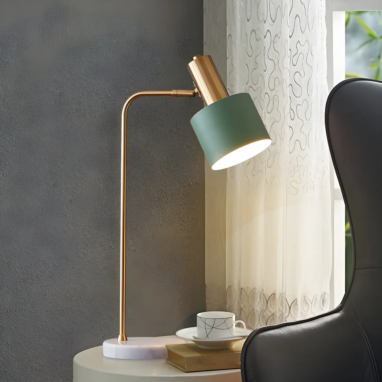 Modern Green Geometric Table Lamp for Living Room Image - 1 | homeyfad