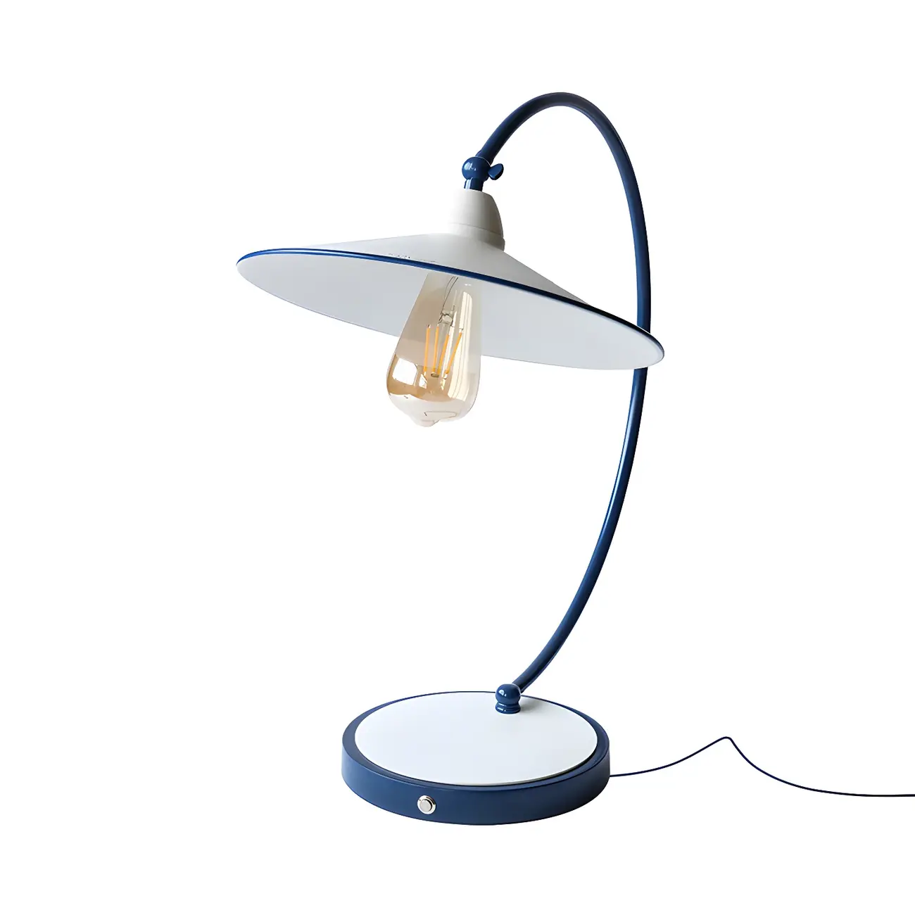 Contemporary Iron Arc Table Lamp in White for Living Room Image - 7 | homeyfad