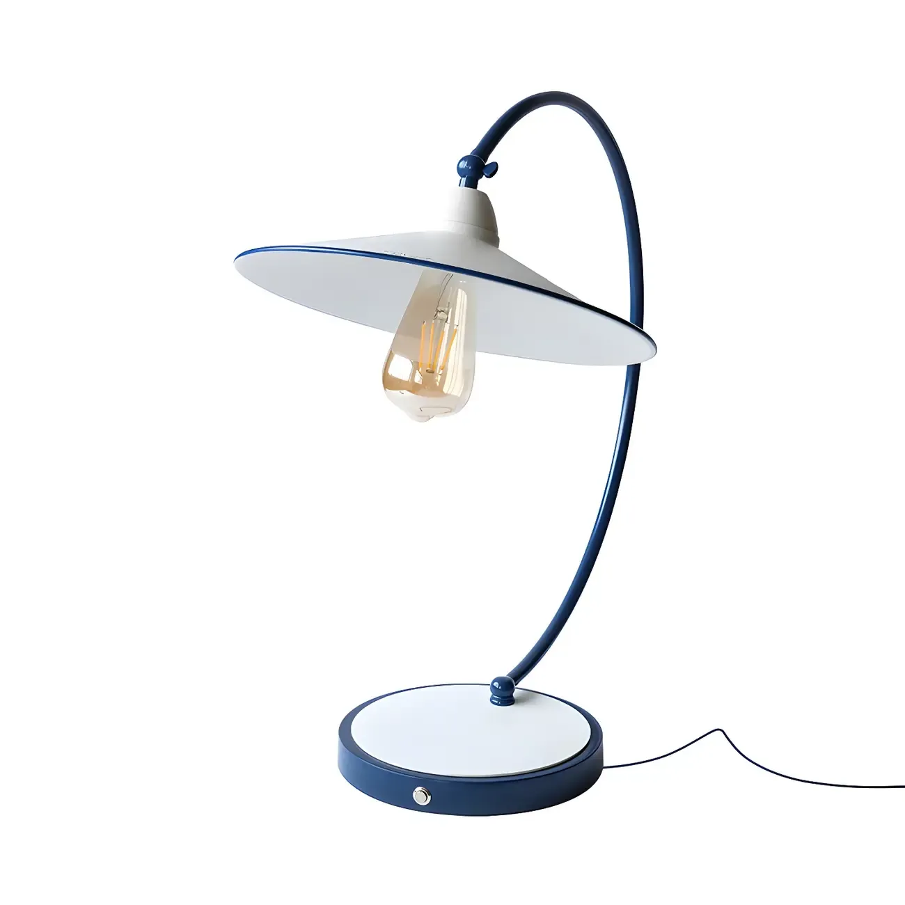 Contemporary Iron Arc Table Lamp in White for Living Room Image - 7